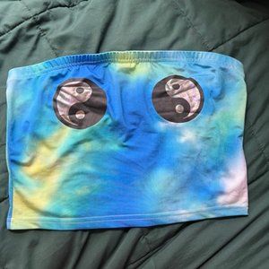 Current Mood Dolls Kill Tube Top Yin Yang Tie Dye Watercolor